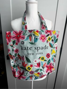 kate spade Floral Print Tote in Light Blue with Multicolor Flowers